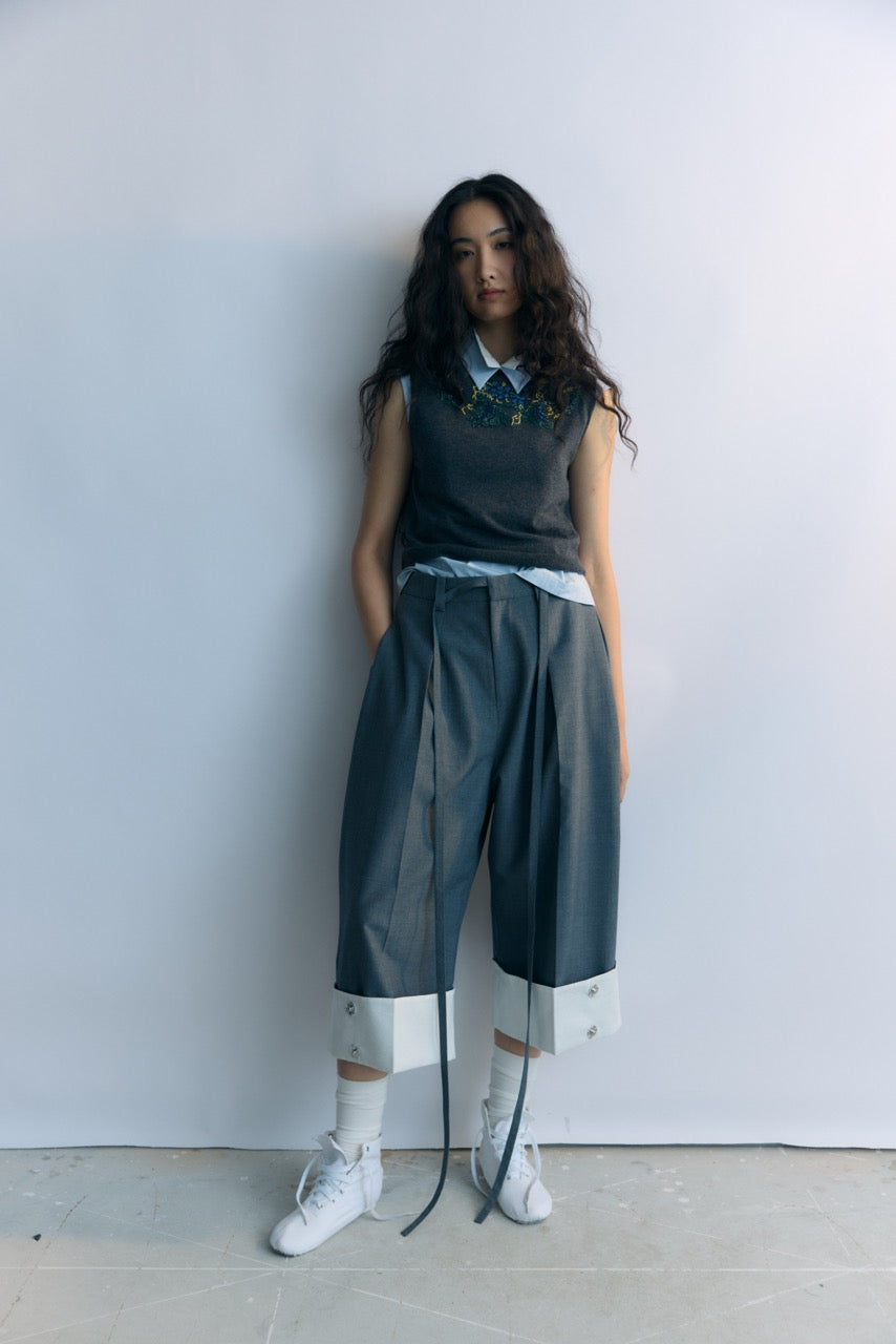 Grey Palazzo Capri Pants