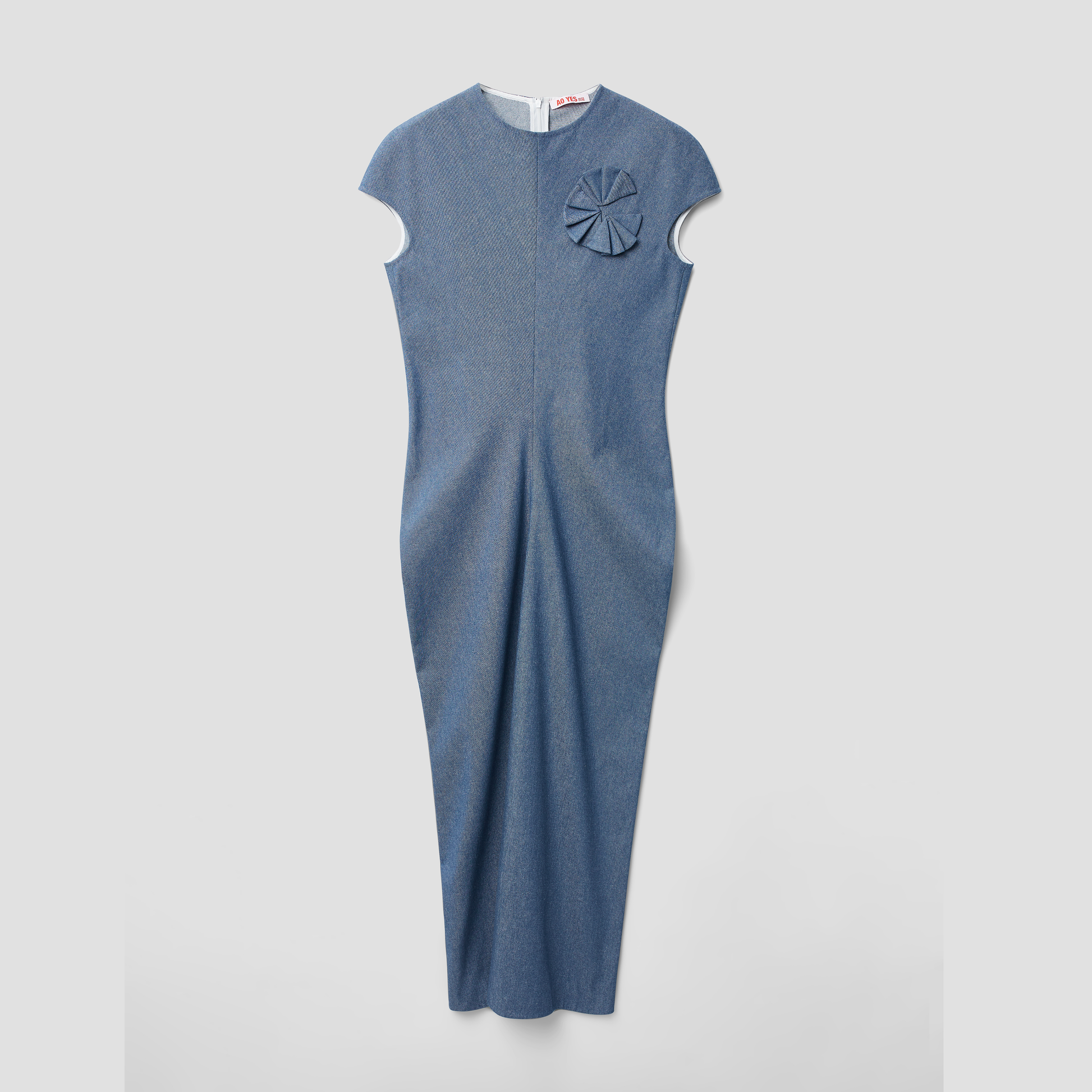 blue bias cut dress Blue Denim Zheshan Bias Cut Dress M