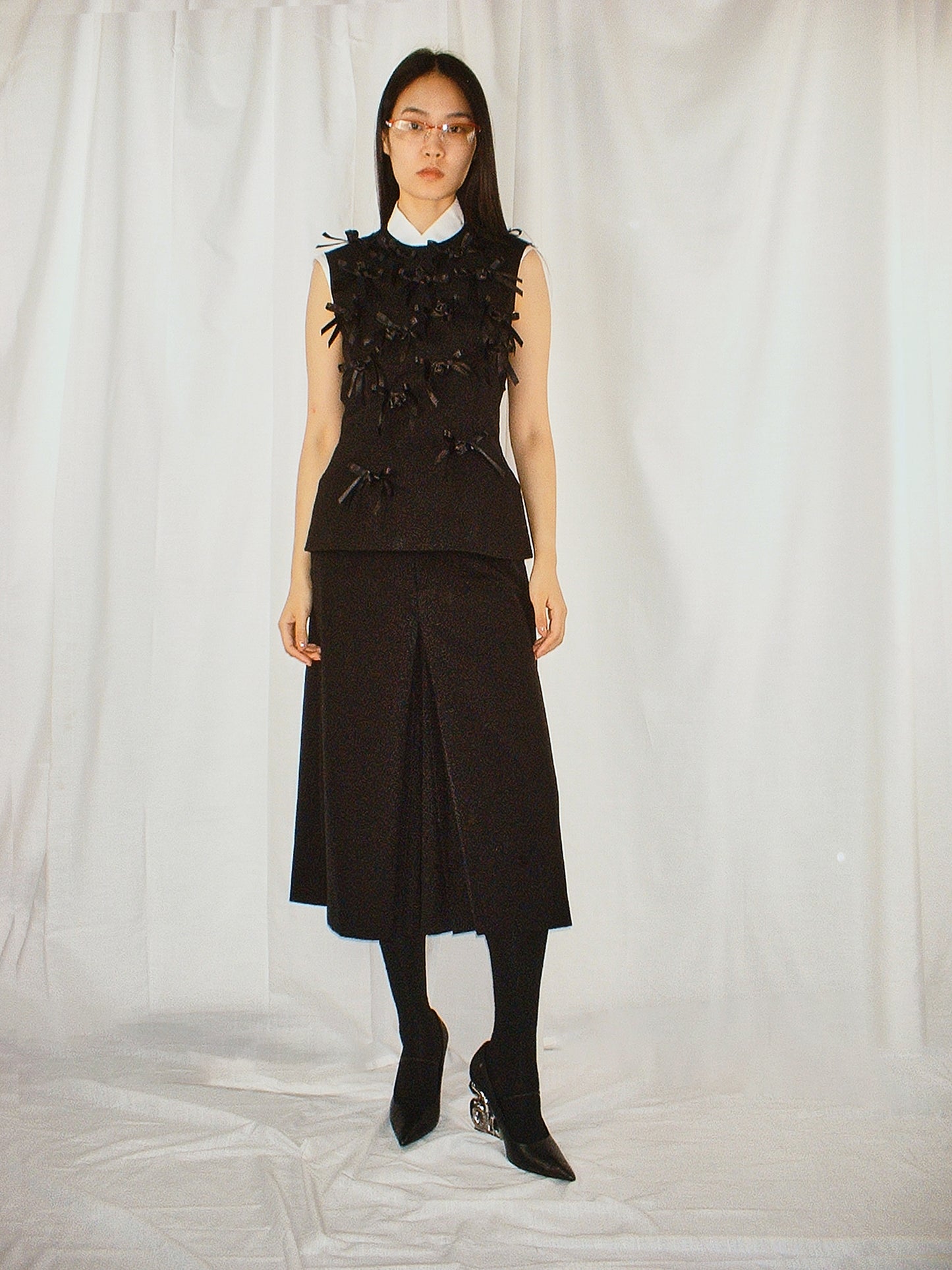 Black Pleated culottes trousers