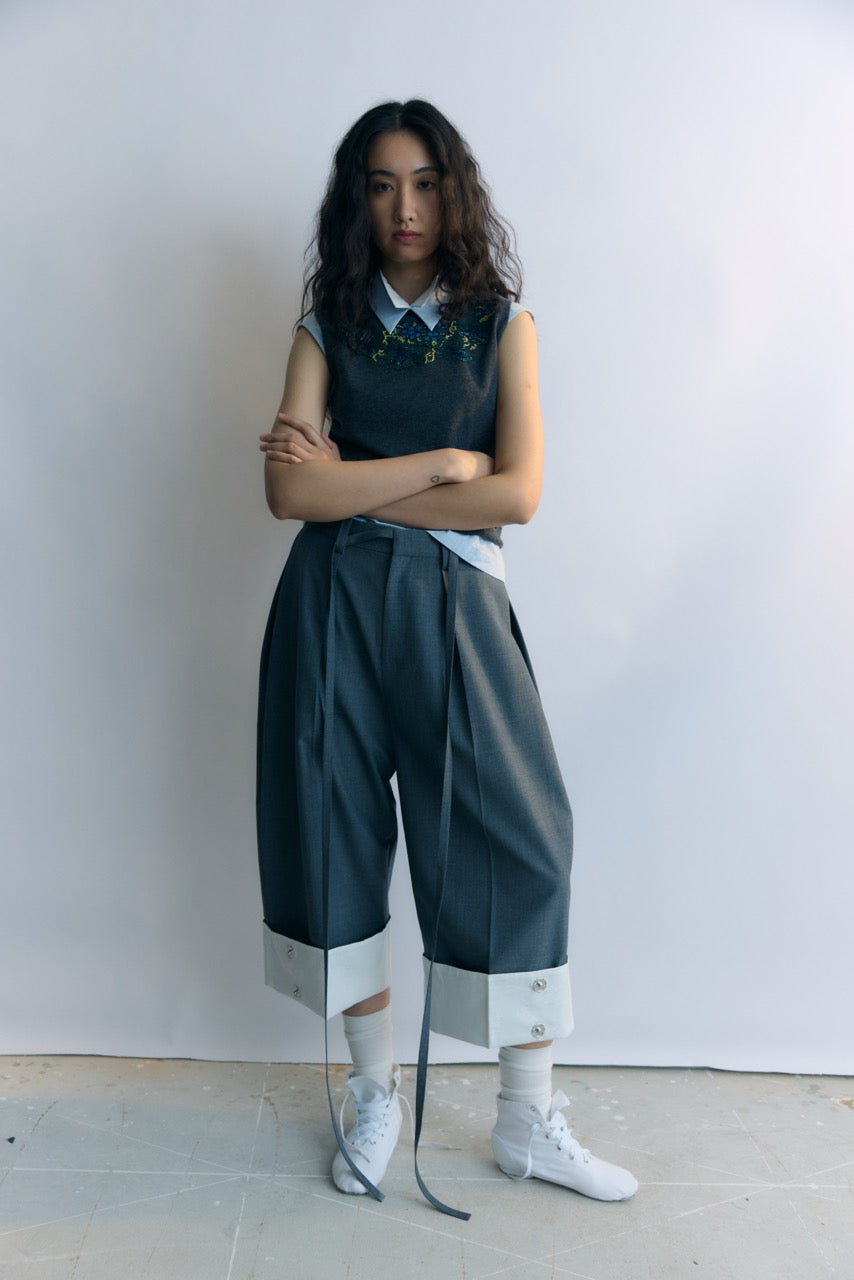 Grey Palazzo Capri Pants