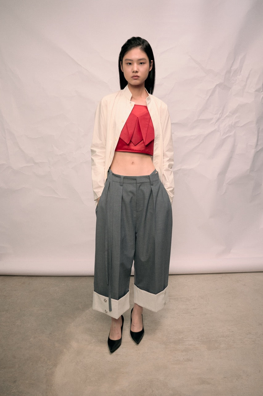 Grey Palazzo Capri Pants