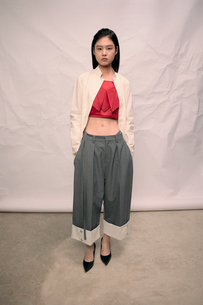 Grey Palazzo Capri Pants