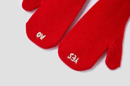 Red Knit Scarf gloves