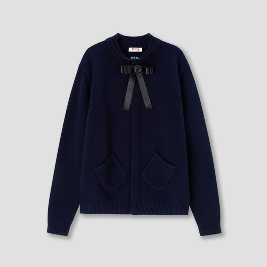 Navy Ribbon tie cardigan