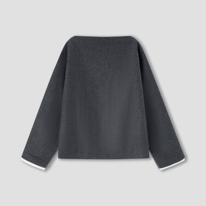 Grey Cat punch needle melton blouse