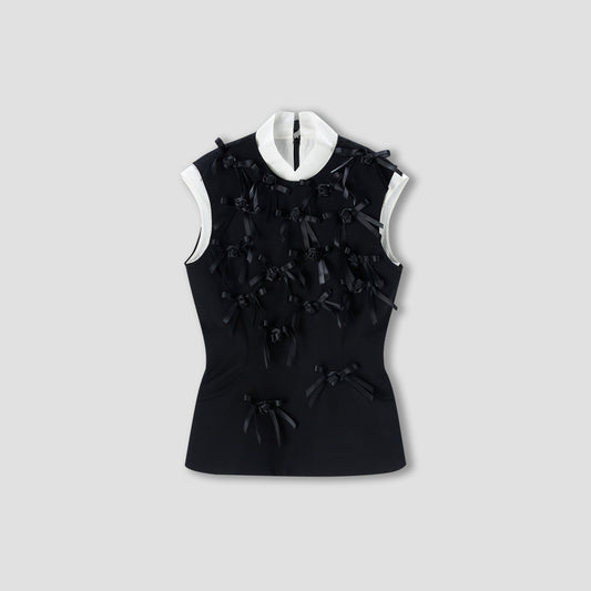 【FW25 Pre-order】Black Ribbon tie Thurman top