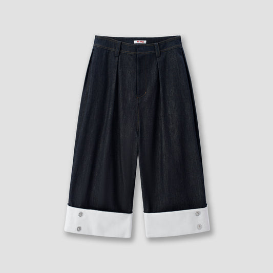 Denim Palazzo Capri Pants