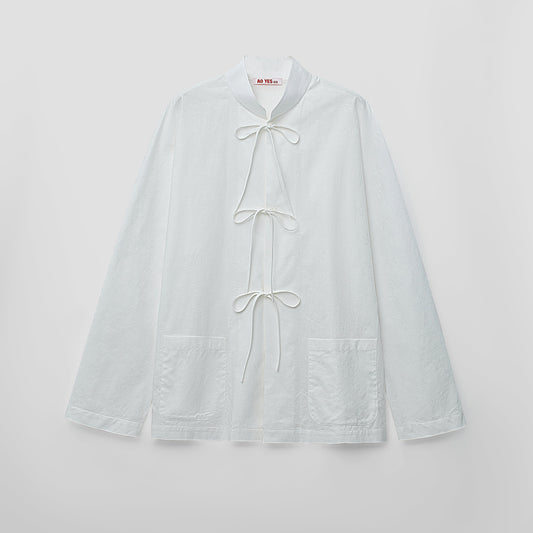 White stand collar shirt