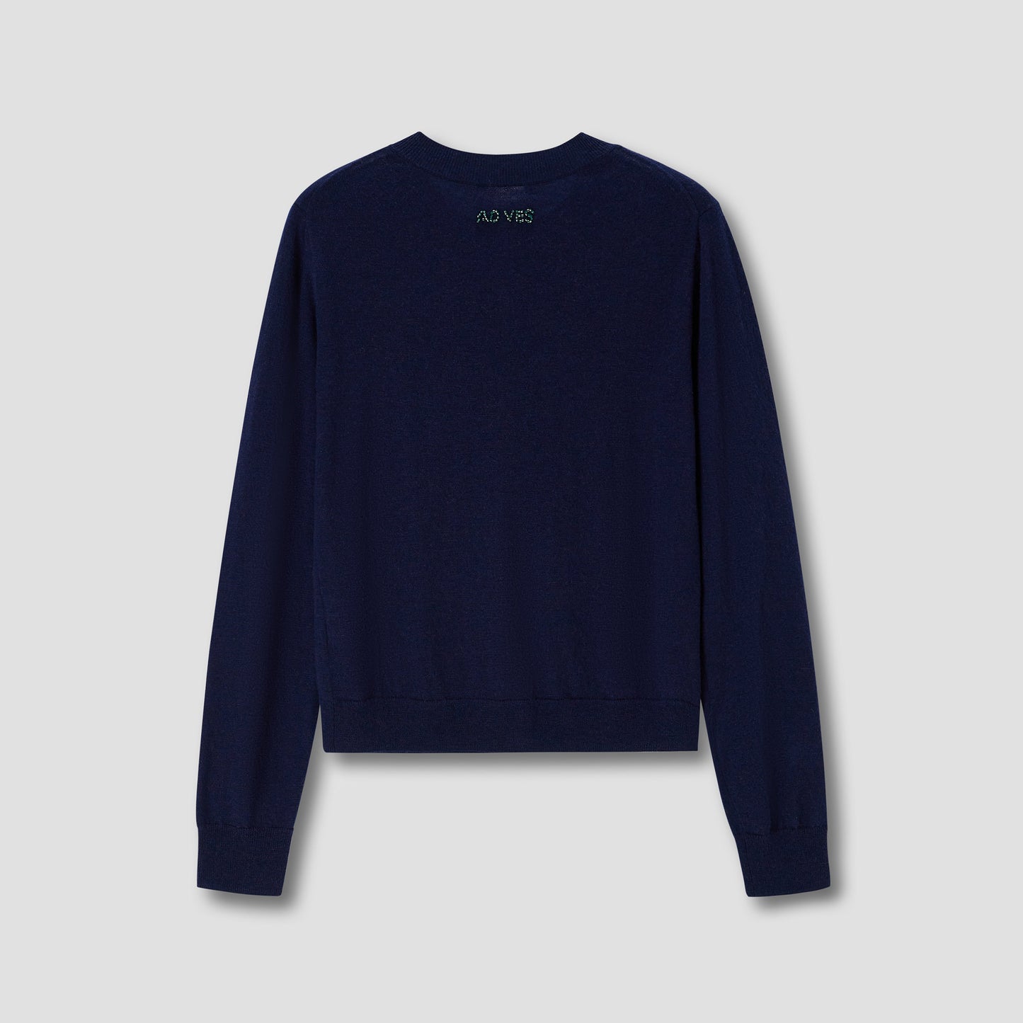 Navy Beads Embroidery Knit Cardigan