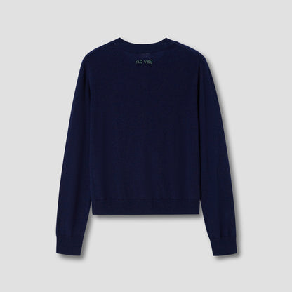 Navy Beads Embroidery Knit Cardigan