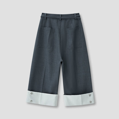 Grey Palazzo Capri Pants