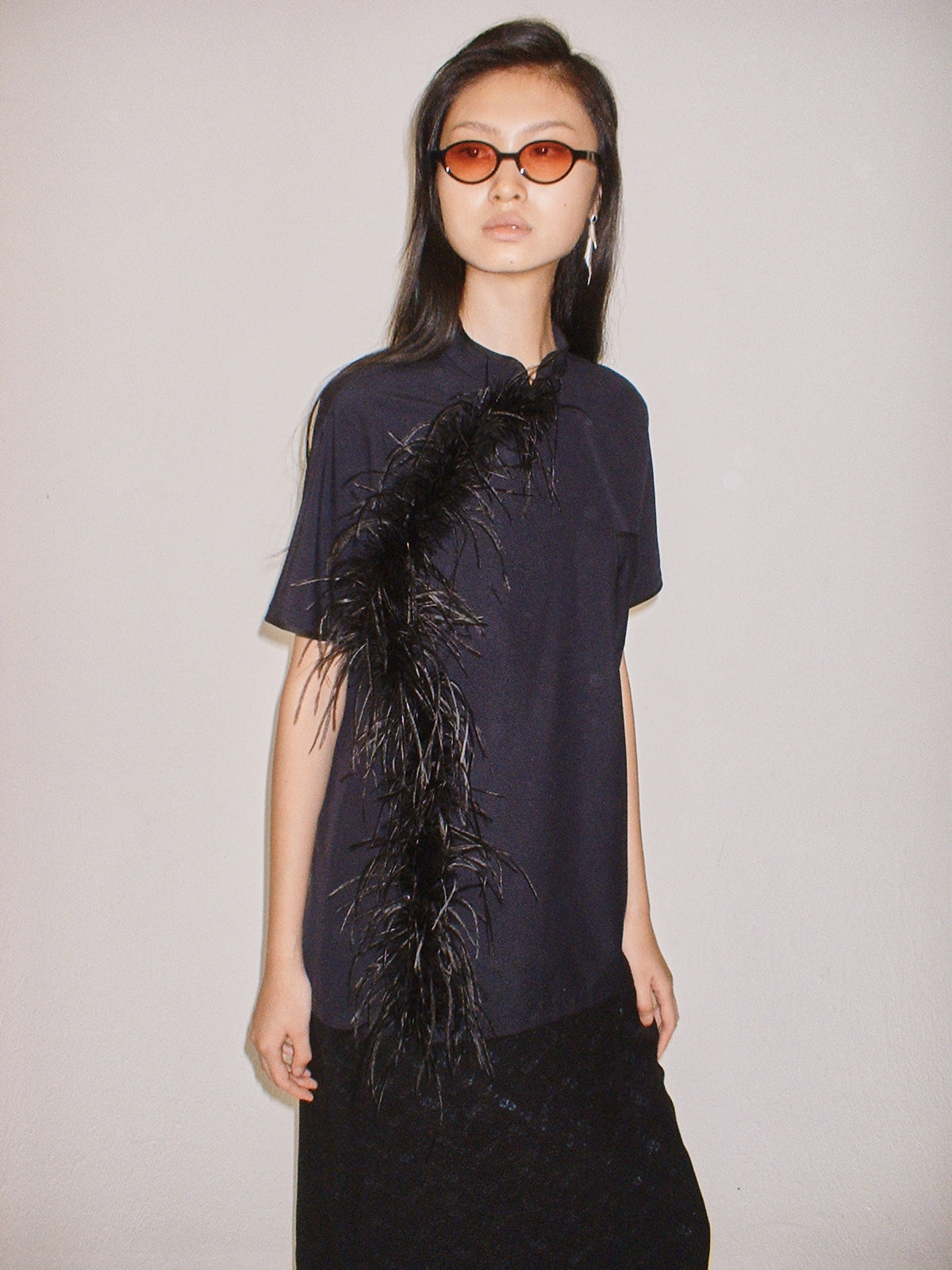 Feather Qipao shirt