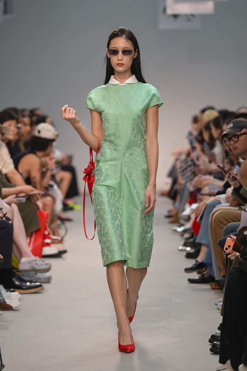 green bias cut dress Green Bias Cut Slim-fit Dress S