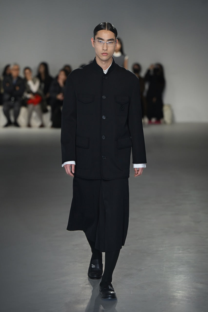 Black Piping mandarin collar jacket