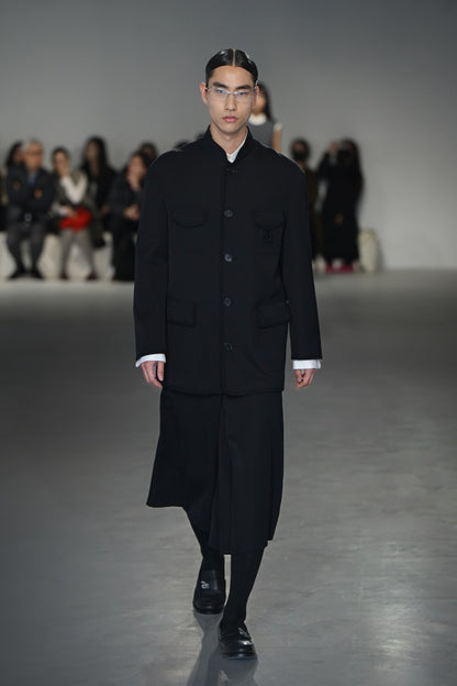 Black Piping mandarin collar jacket