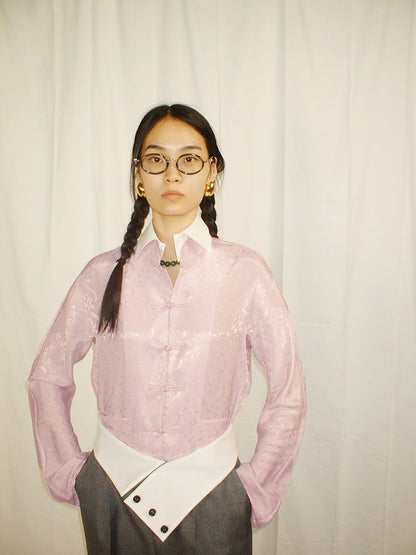 Double Collar Chinese Frogs Jaquard Shirt